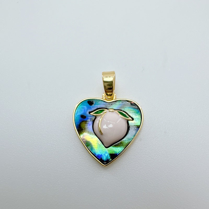 1 Piece 12mm Copper Shell Zircon Moon Tree Heart Shape Pendant