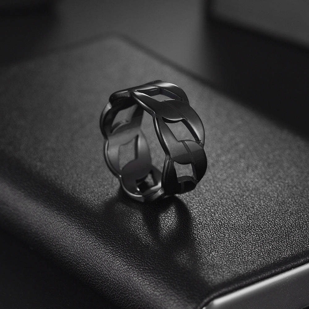 Stainless Steel Gold Plated Black Plated Hollow Out Rings