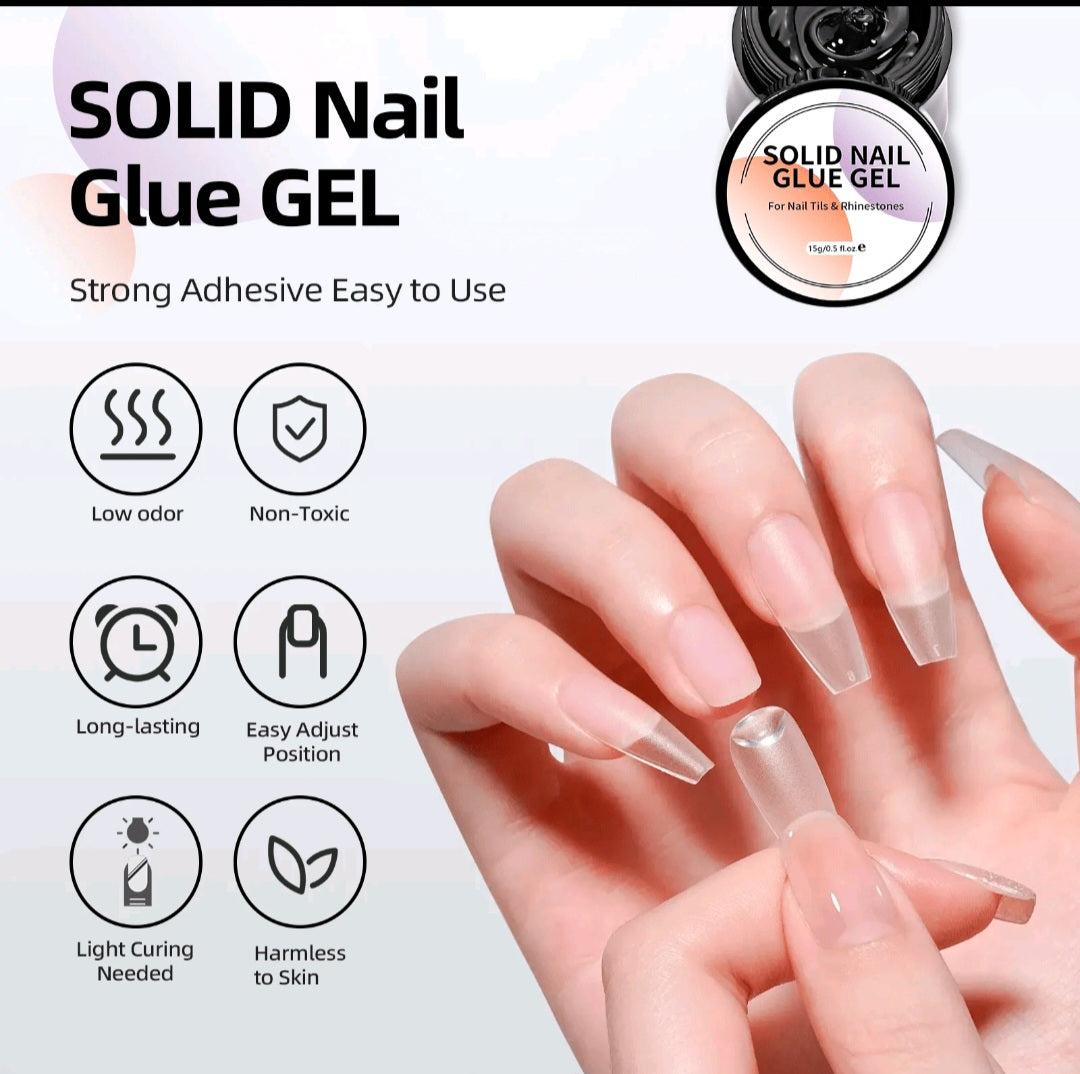 Pegamento de Gel Solido para Arte de uñas y Rhinestones