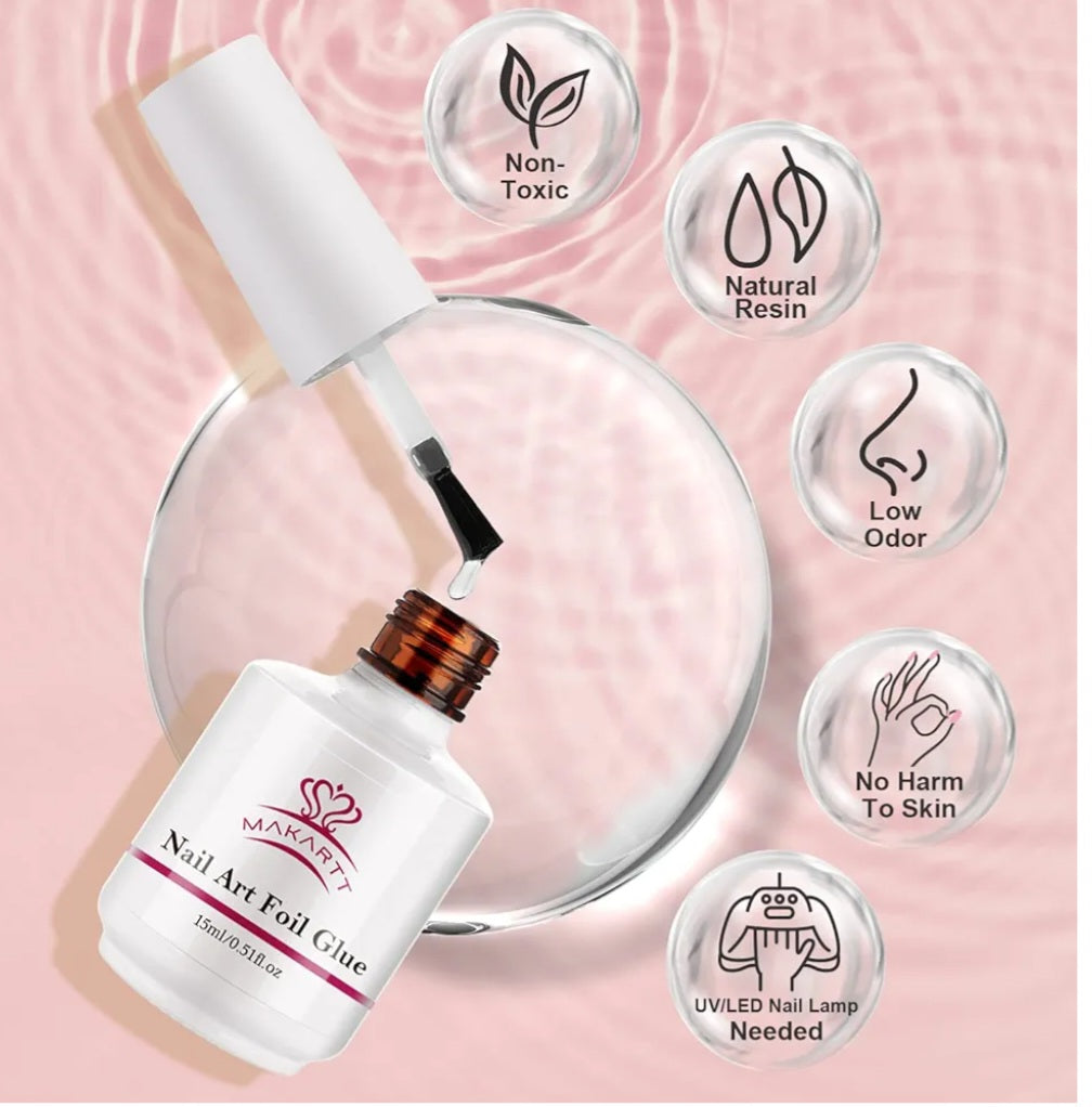 Makartt Gel de pegamento de lámina de uñas para uñas, transferencia de gel de aluminio