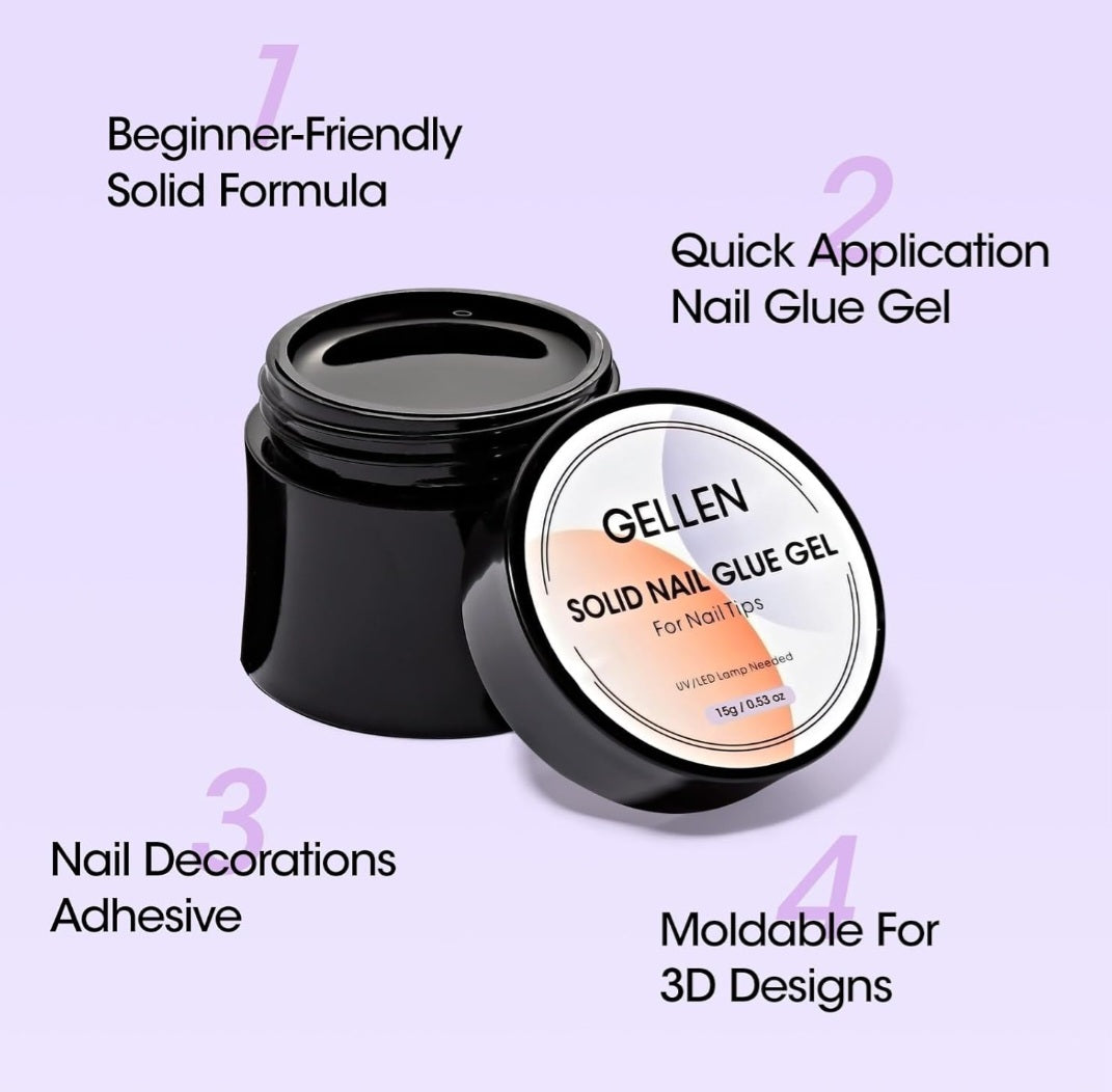 Pegamento de Gel Solido para Arte de uñas y Rhinestones
