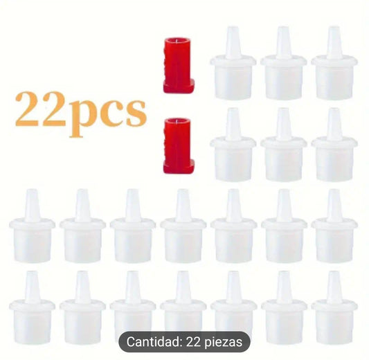 Juego de 22 piezas de puntas de aplicación de pegamento para pestañas y tapones de reemplazo de botellas con pines de prevención de bloqueos