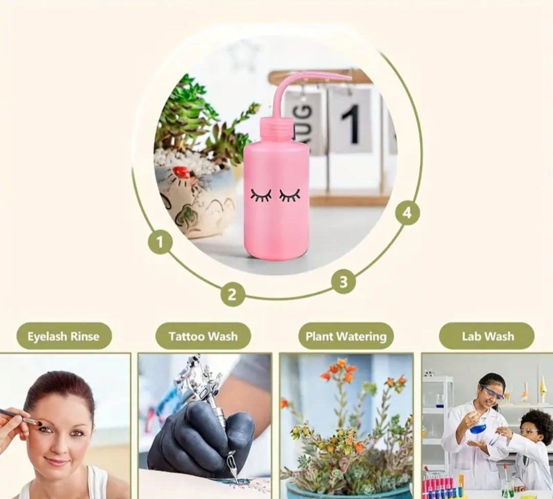 Botella de lavado de extensiones de pestañas: Recipiente a prueba de fugas con boquilla curva para la limpieza de pestañas y uso en salones de belleza.