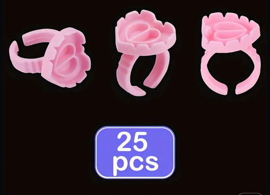 Anillos de Pegamento para Pestañas en Forma de Corazón 25pcs