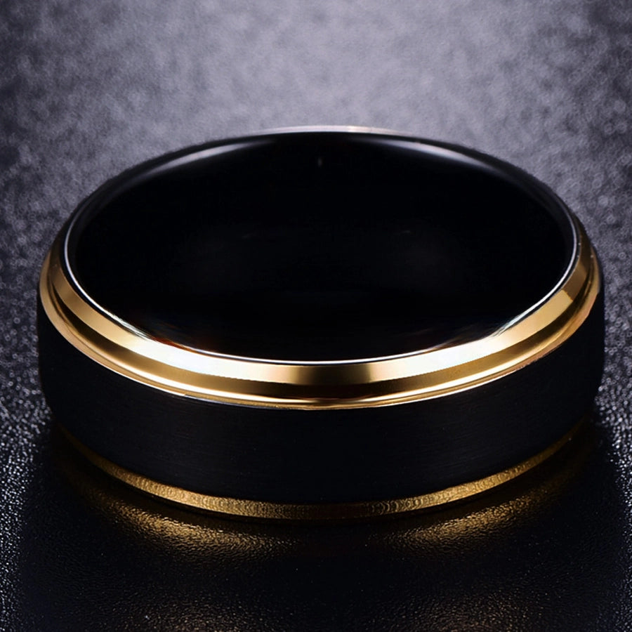 Plating black gold steel ring men's ring