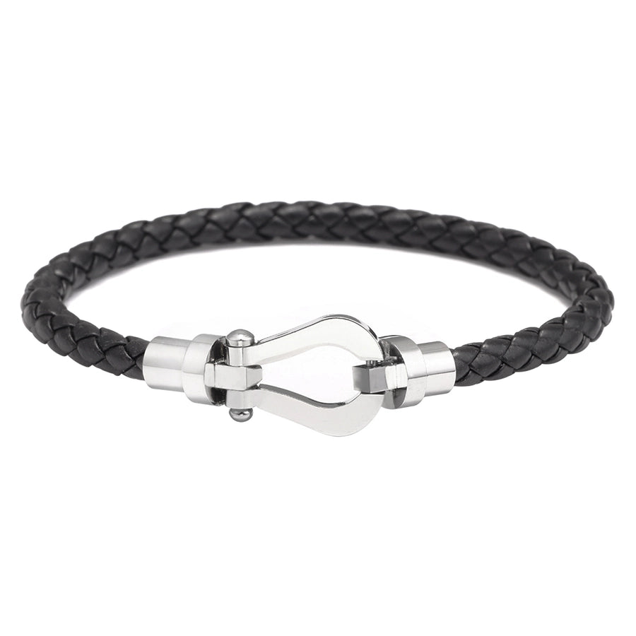 Stainless Steel pu leather hollow out women's wristband