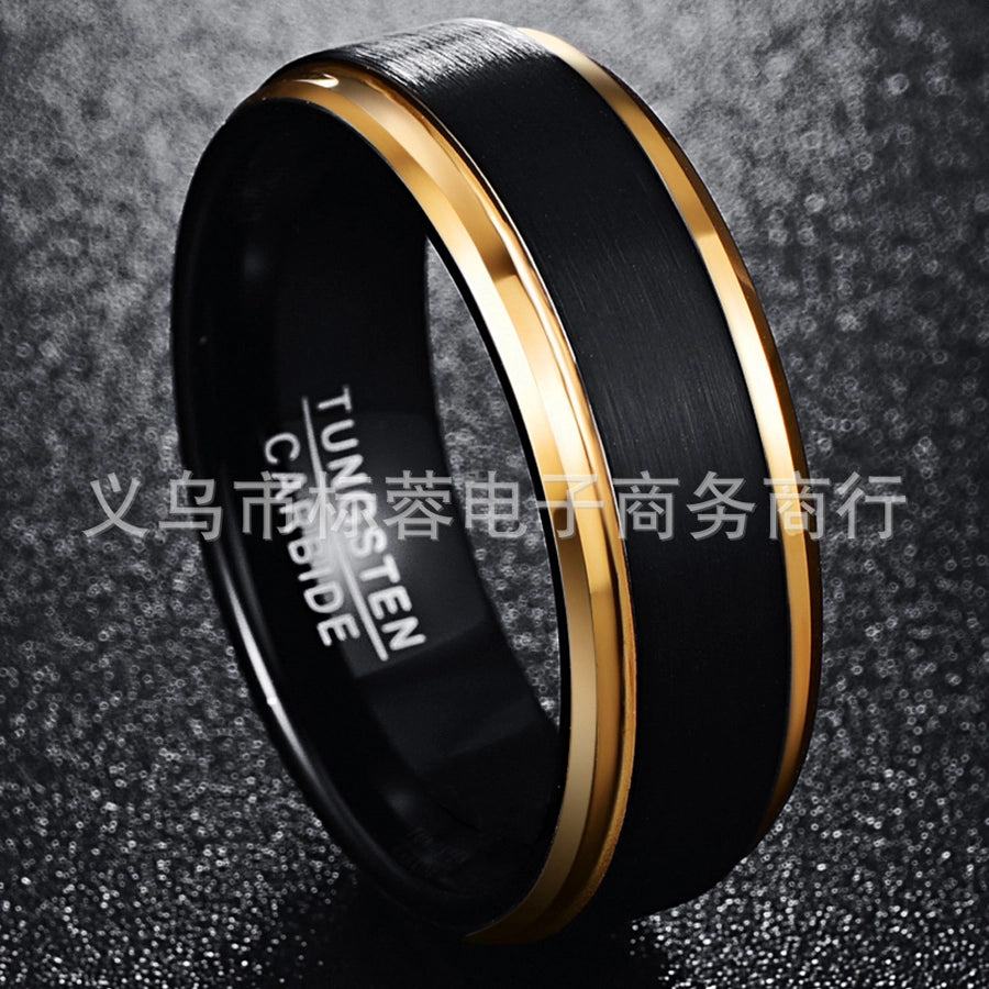 Plating black gold steel ring men's ring