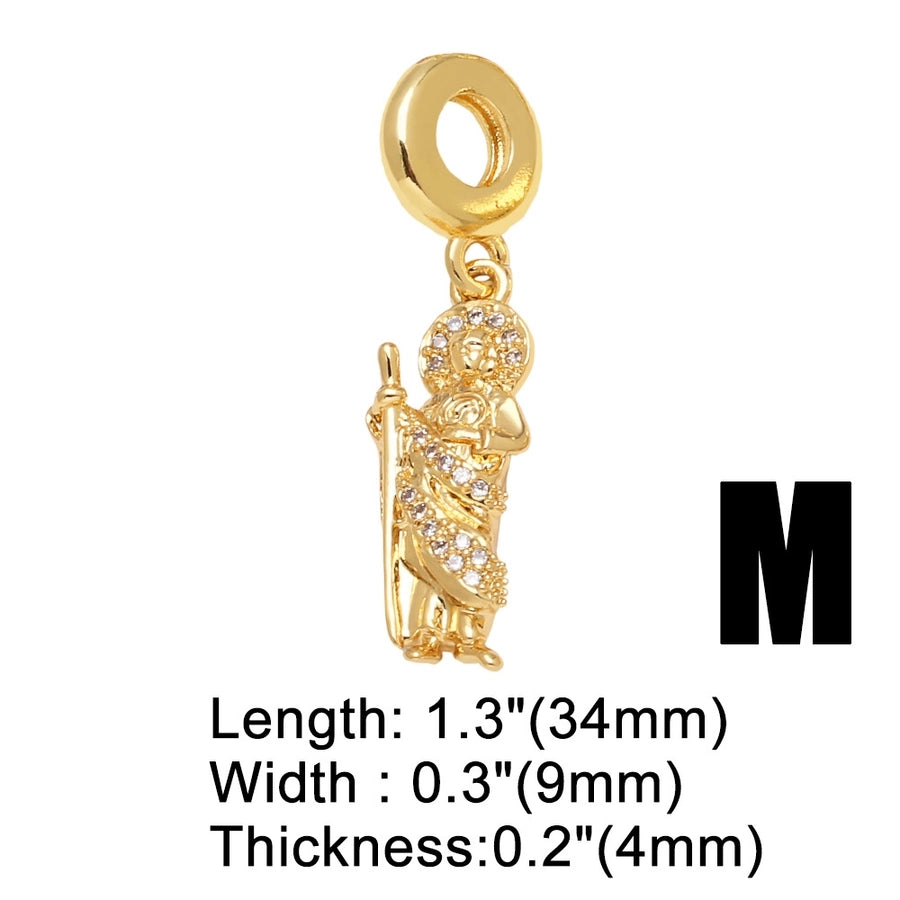 1 Piece 12*24mm Copper Zircon Gold Plated Human Cross Solid Color Pendant Chain Jewelry Accessories