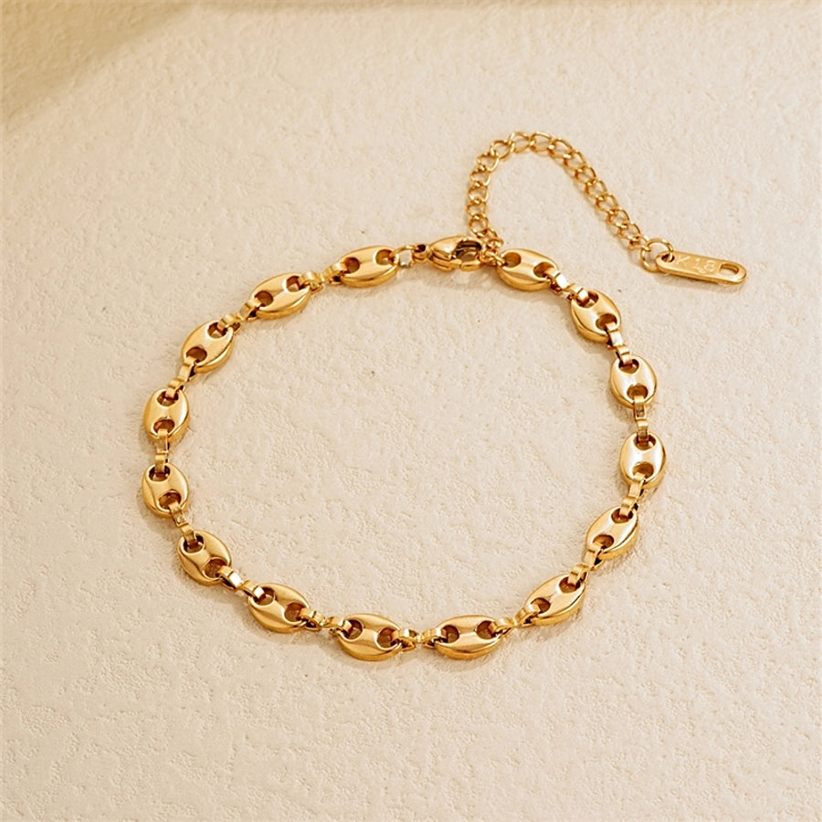 Stainless Steel K Gold Plated Rhodium Plated Plating Solid Color Bracelets