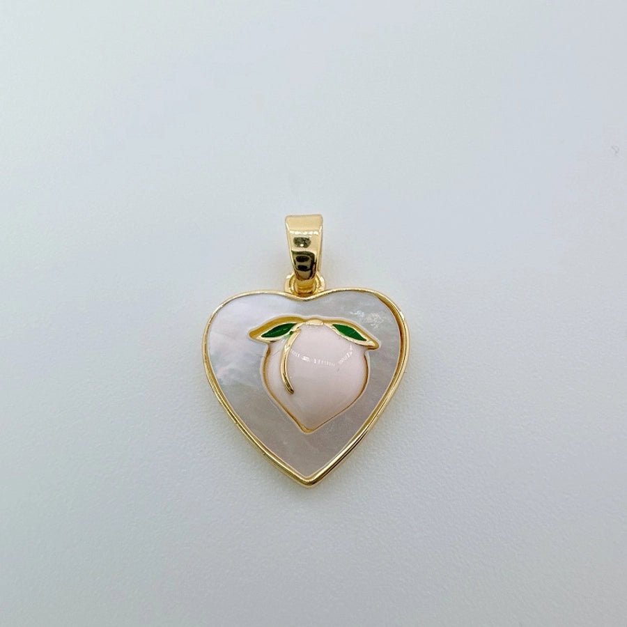 1 Piece 12mm Copper Shell Zircon Moon Tree Heart Shape Pendant