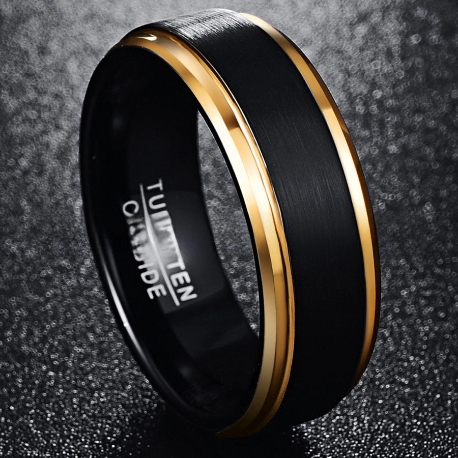 Plating black gold steel ring men's ring