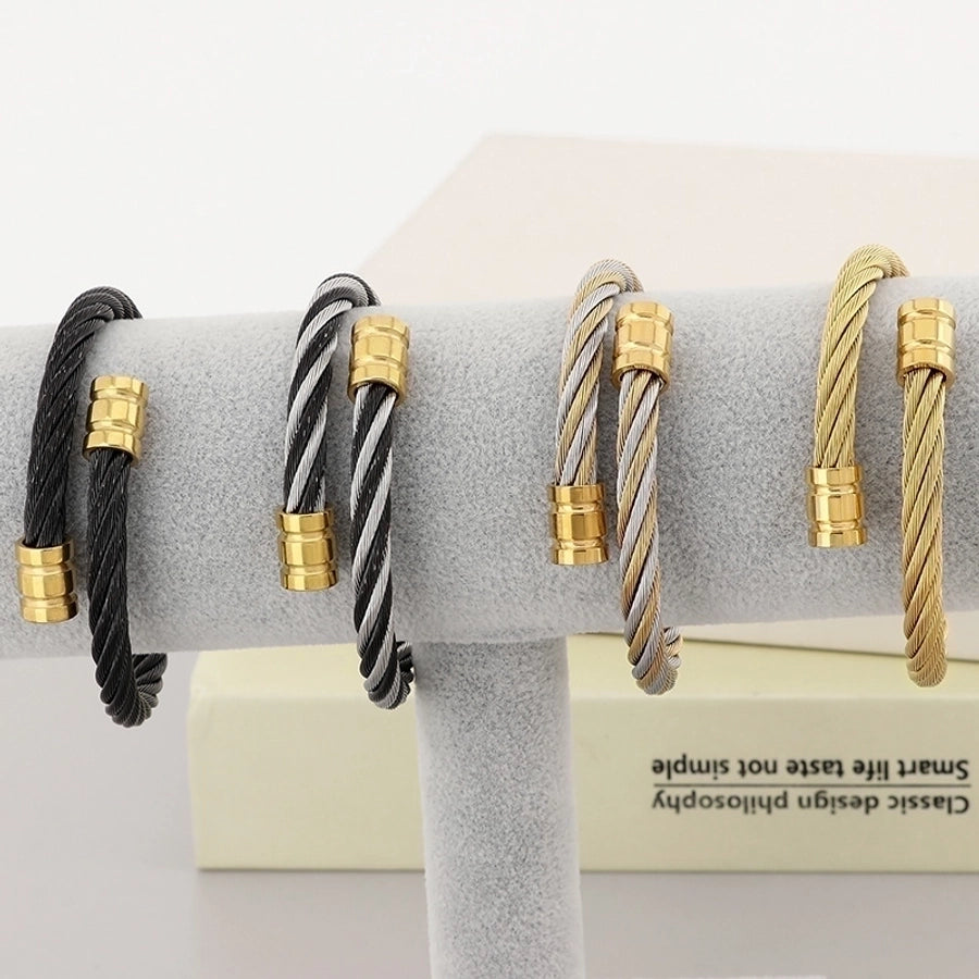 Stainless Steel 18K Gold Plated Men's Bangle