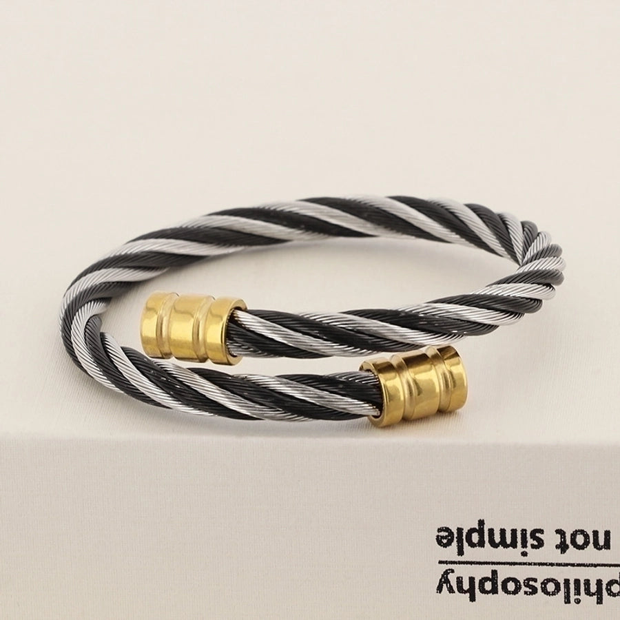 Stainless Steel 18K Gold Plated Men's Bangle