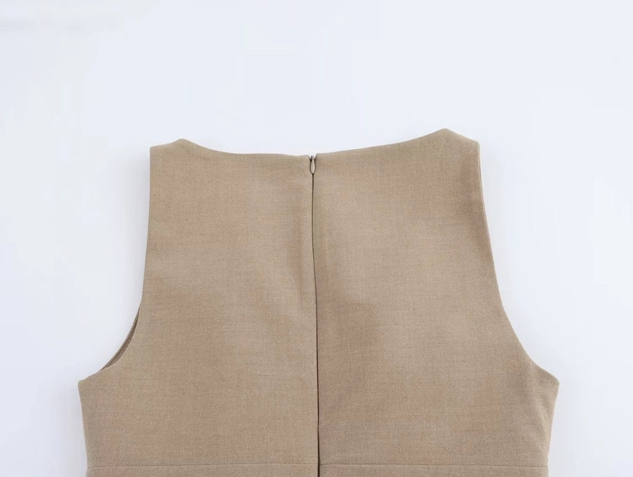 Women's Sheath Dress Elegant Round Neck Bowknot Pleated Sleeveless Solid Color Above Knee Daily