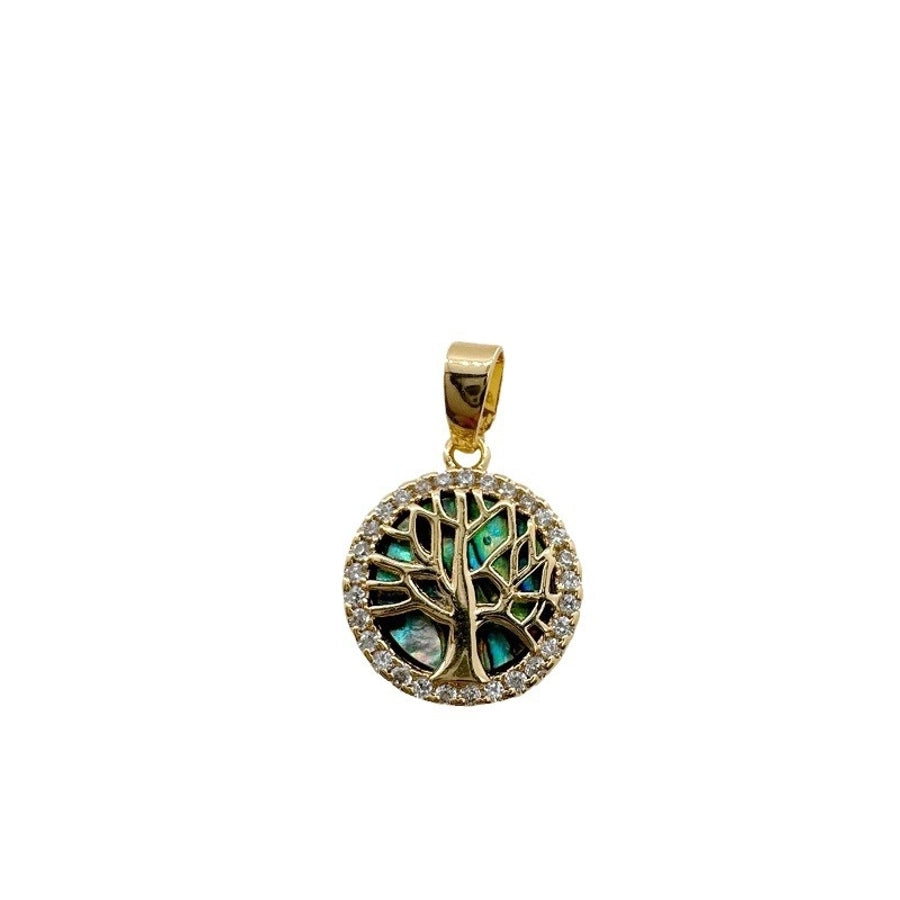 1 Piece 12mm Copper Shell Zircon Moon Tree Heart Shape Pendant
