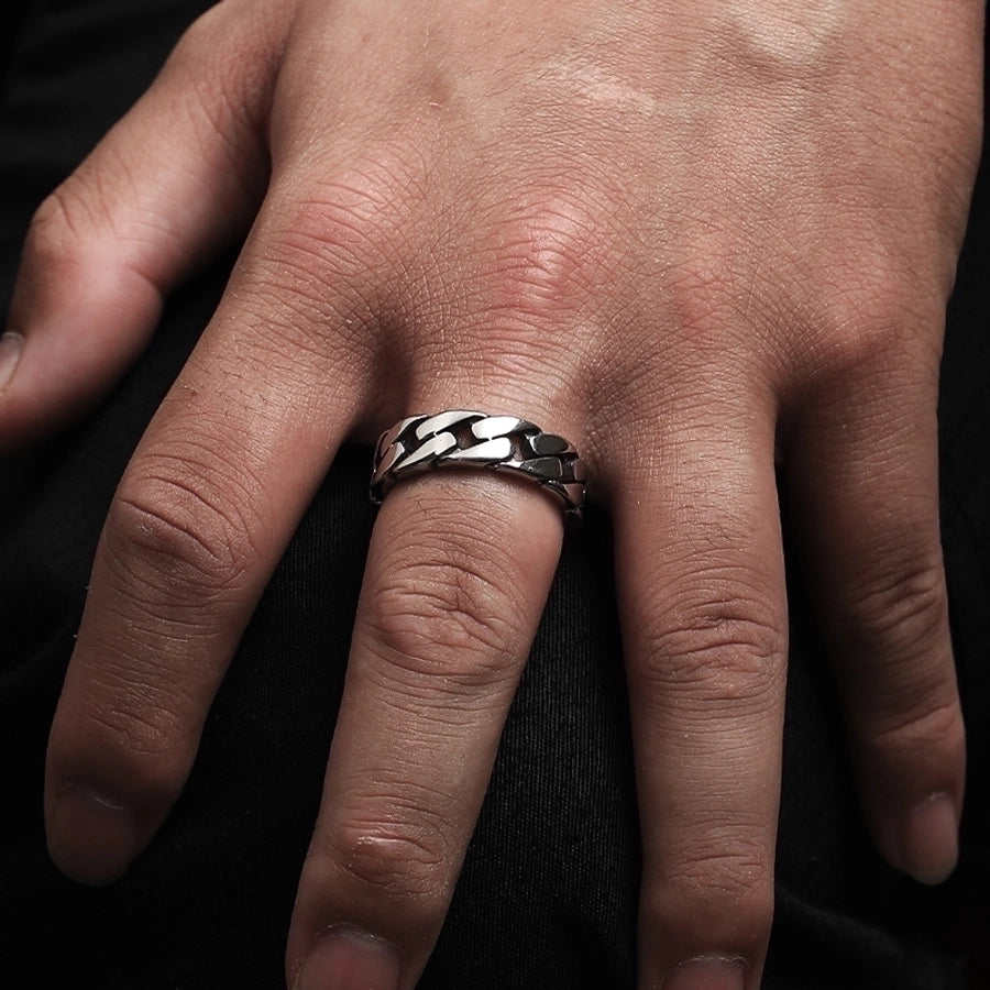 Classic Style Solid Color Titanium Steel 18K Gold Plated Men's Rings