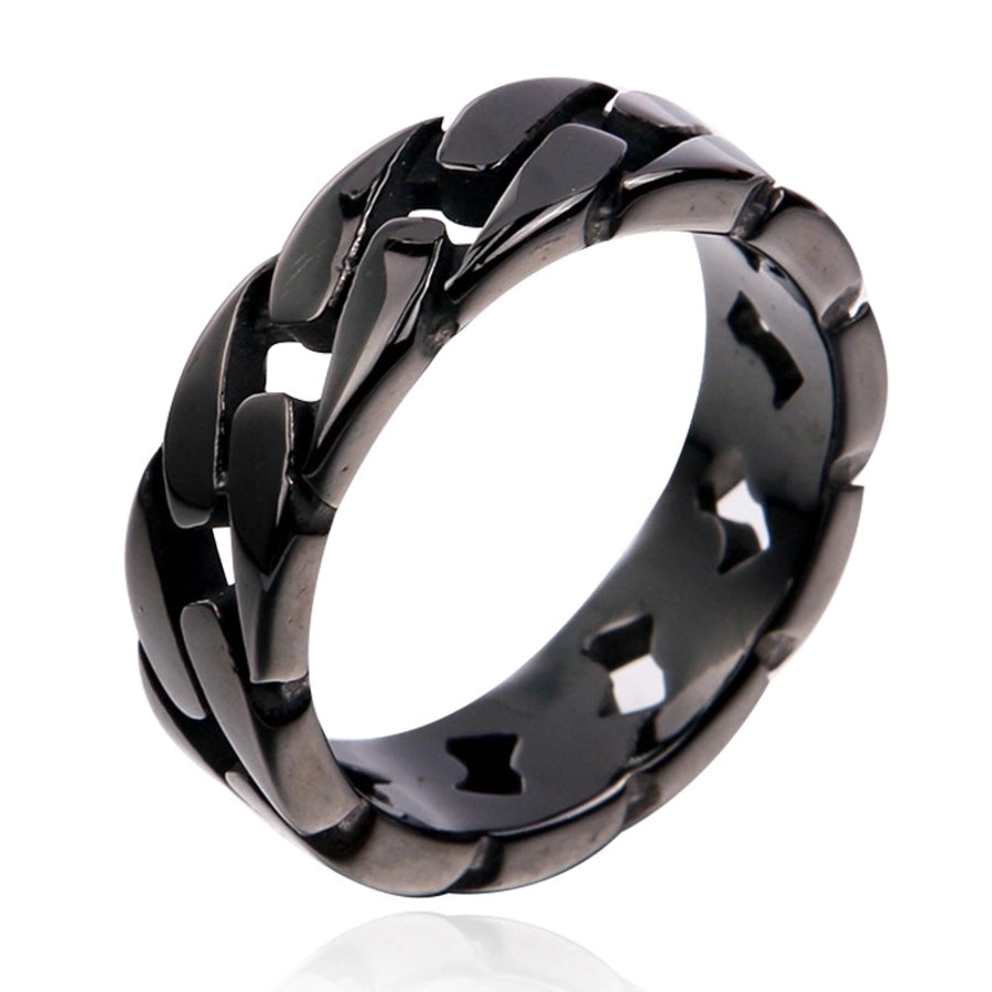 Classic Style Solid Color Titanium Steel 18K Gold Plated Men's Rings