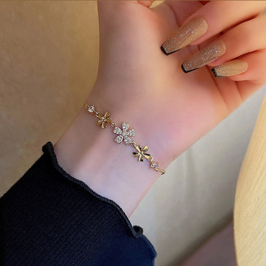 Copper cable chain Flower Bracelets
