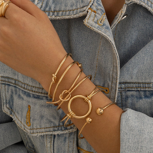 Simple Style Solid Color Metal Iron Bangles
