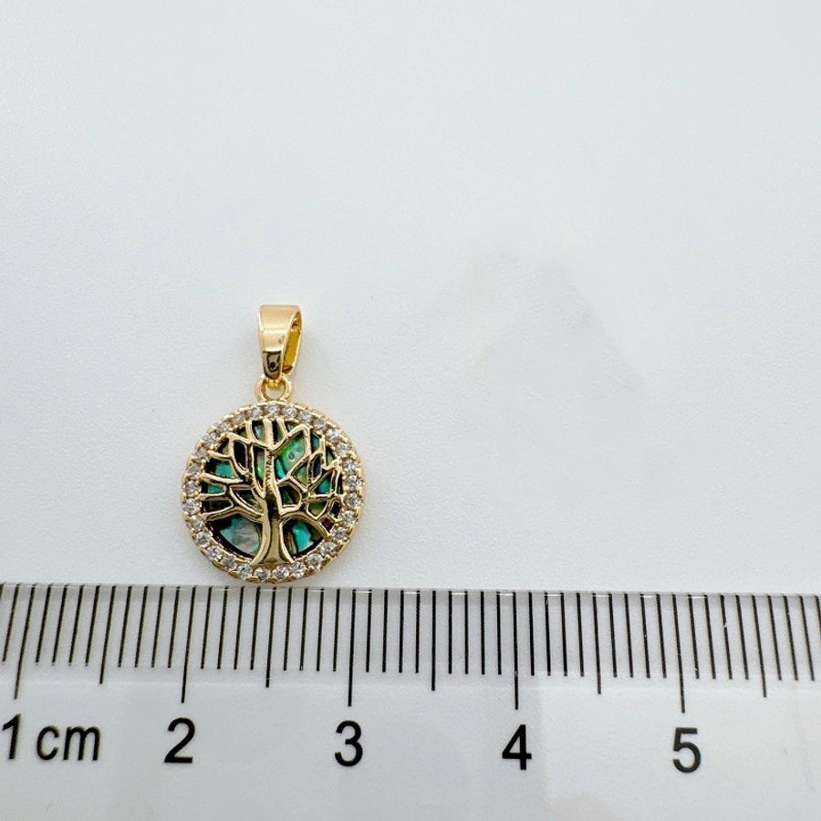 1 Piece 12mm Copper Shell Zircon Moon Tree Heart Shape Pendant