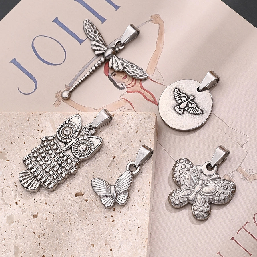 1 Pc/Package 19.5x15.5mm 21.5X24.5mm 34x28mm 7x3mm 304 Stainless Steel Owl Butterfly Eagle Polished Jewelry Accessories Pendant