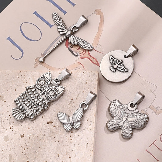 1 Pc/Package 19.5x15.5mm 21.5X24.5mm 34x28mm 7x3mm 304 Stainless Steel Owl Butterfly Eagle Polished Jewelry Accessories Pendant