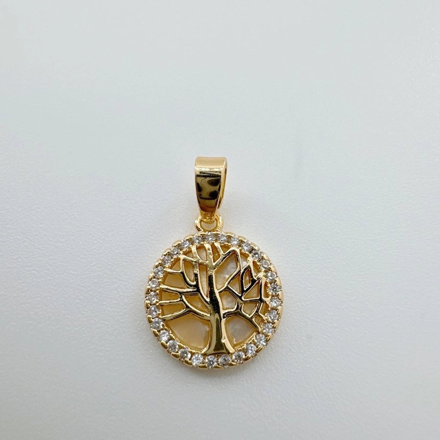 1 Piece 12mm Copper Shell Zircon Moon Tree Heart Shape Pendant