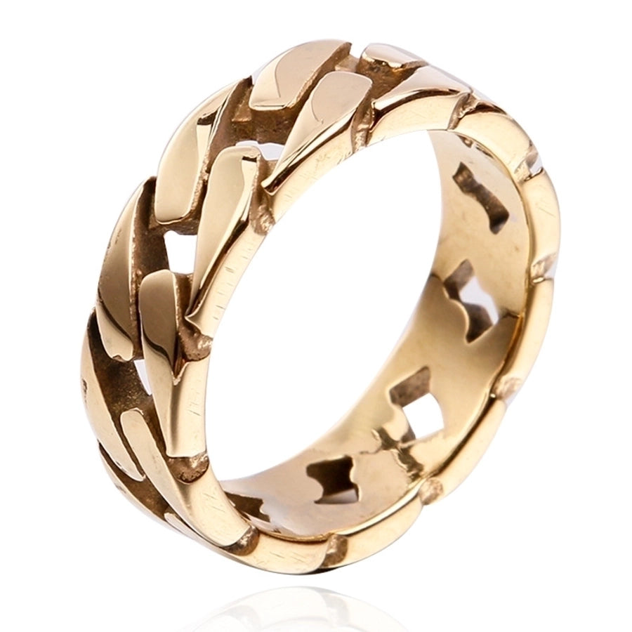 Classic Style Solid Color Titanium Steel 18K Gold Plated Men's Rings