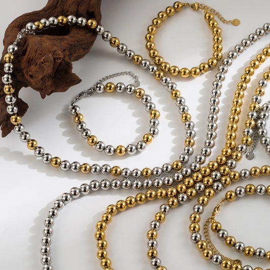 Stainless Steel 18K Gold Plated Beaded Plating Stainless Steel