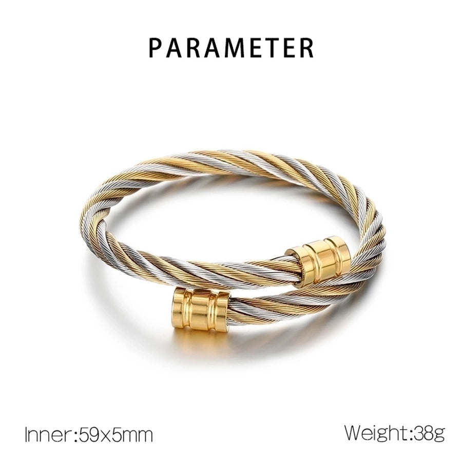Stainless Steel 18K Gold Plated Men's Bangle