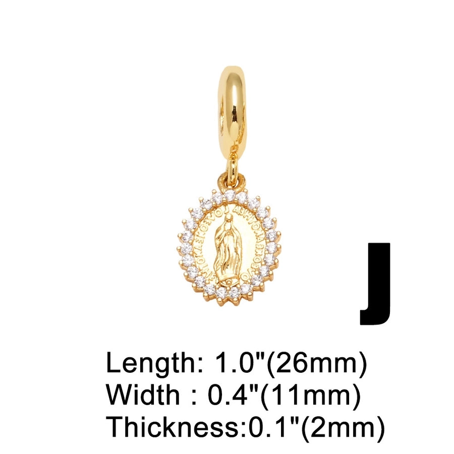 1 Piece 12*24mm Copper Zircon Gold Plated Human Cross Solid Color Pendant Chain Jewelry Accessories
