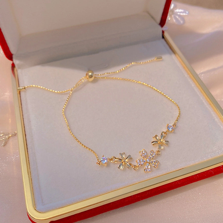 Copper cable chain Flower Bracelets 