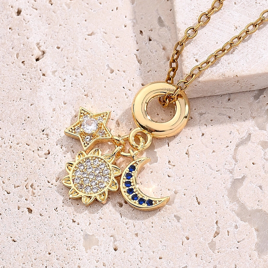 1 Piece 26mm 28mm 30mm Hole 4~4.9mm Copper Zircon 18K Gold Plated Sun Heart Shape Airplane Beads Jewelry Accessories