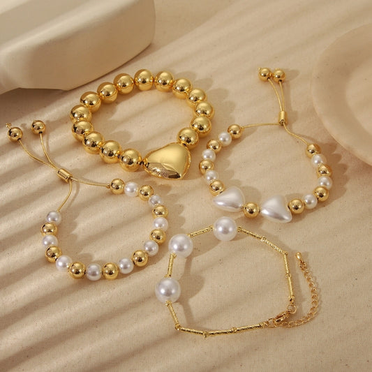 Copper 18K Gold Plated Beaded  Bracelets