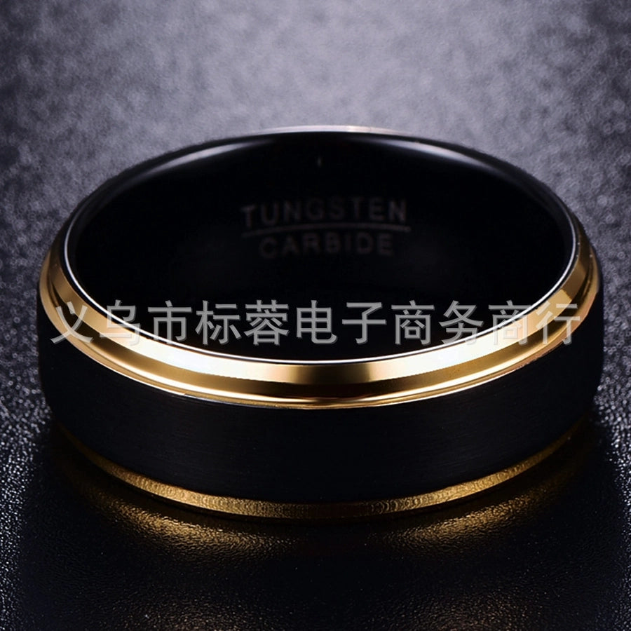 Plating black gold steel ring men's ring