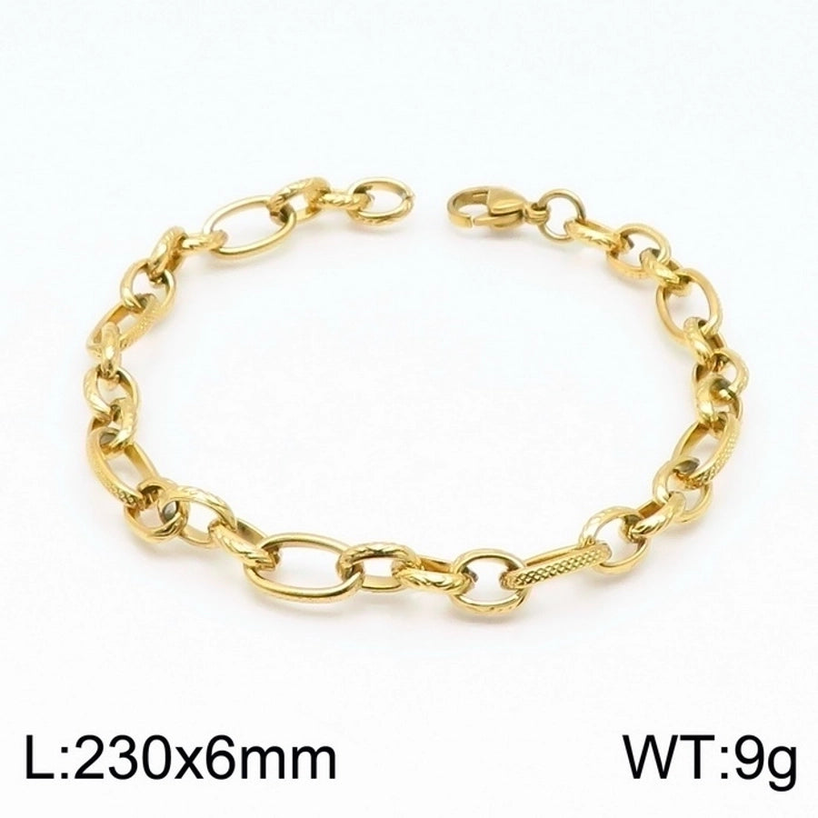 Stainless Steel 18K Gold Plated Basic Simple Style Solid Color Bracelets
