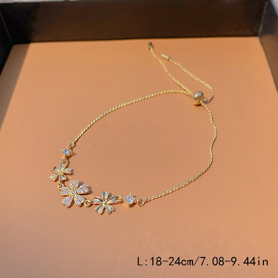 Copper cable chain Flower Bracelets 