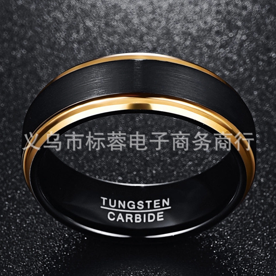 Plating black gold steel ring men's ring
