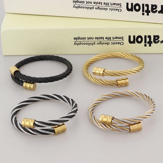 Stainless Steel 18K Gold Plated Men's Bangle