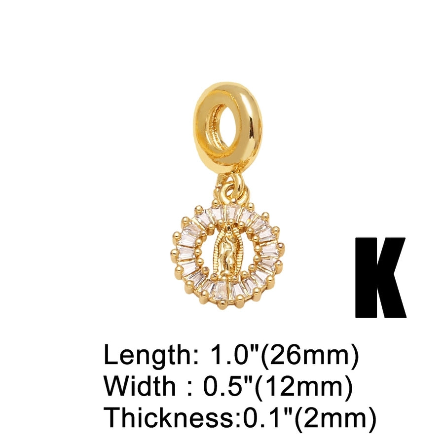 1 Piece 12*24mm Copper Zircon Gold Plated Human Cross Solid Color Pendant Chain Jewelry Accessories