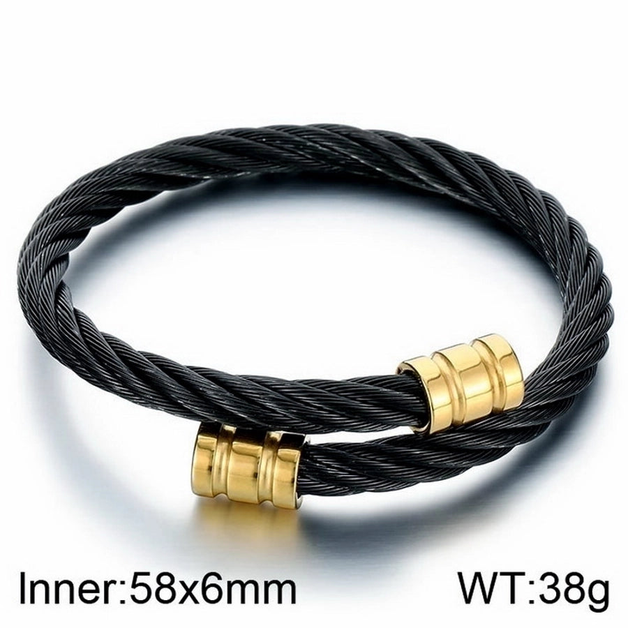 Stainless Steel 18K Gold Plated Men's Bangle