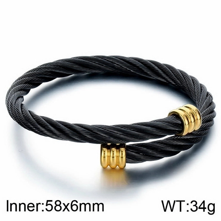Stainless Steel 18K Gold Plated Men's Bangle