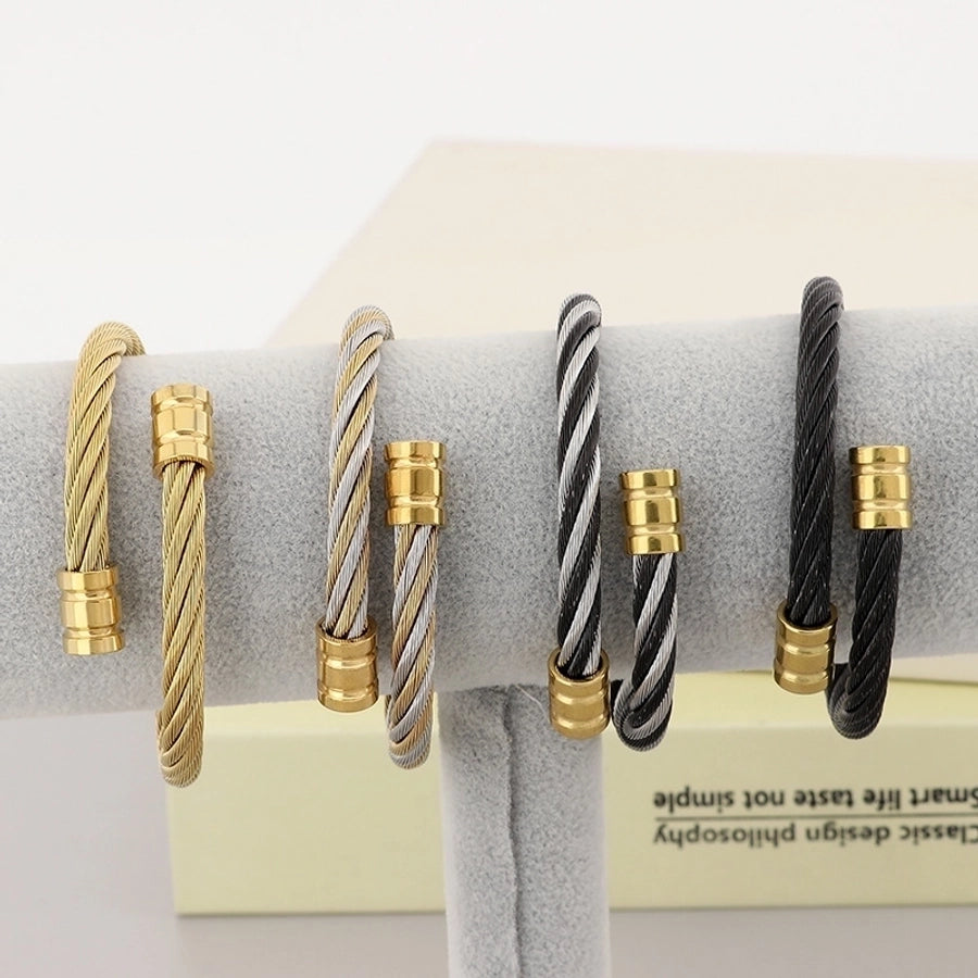 Stainless Steel 18K Gold Plated Men's Bangle