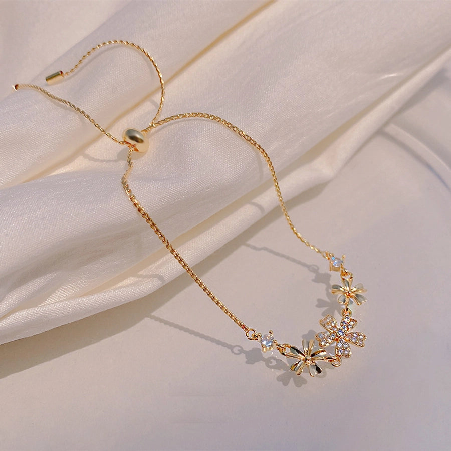 Copper cable chain Flower Bracelets 