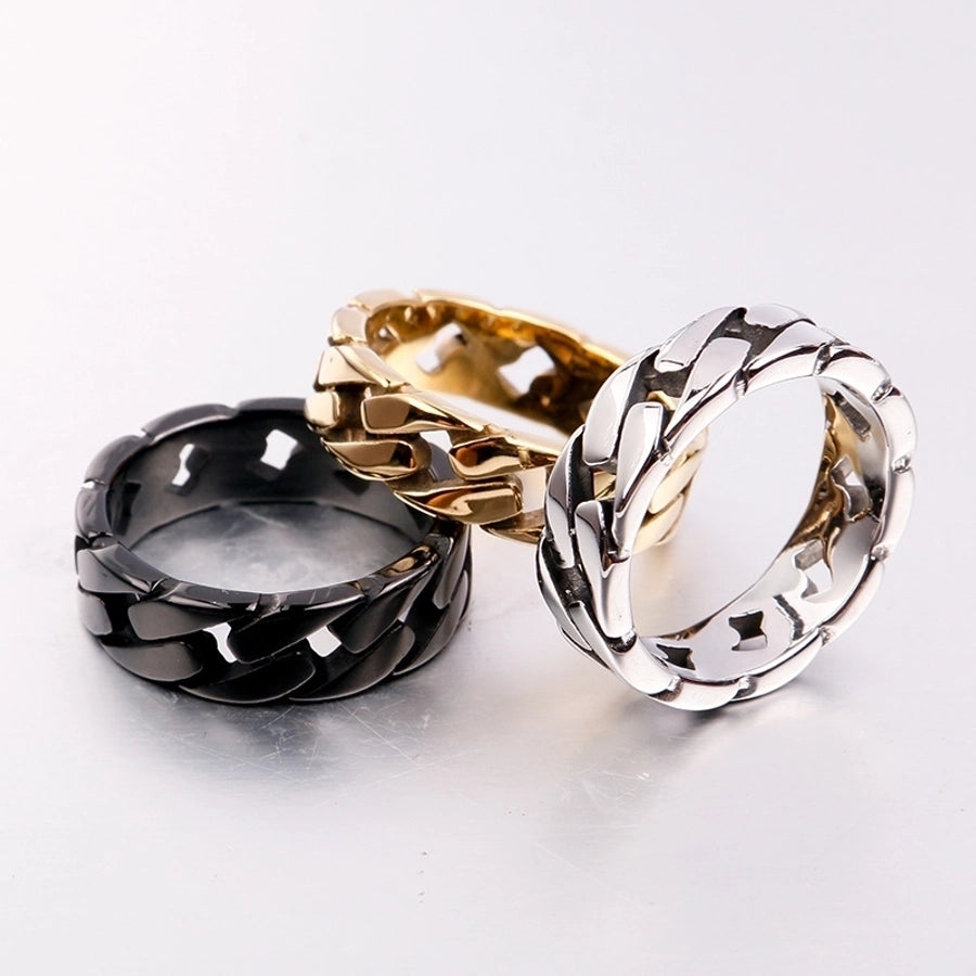 Classic Style Solid Color Titanium Steel 18K Gold Plated Men's Rings