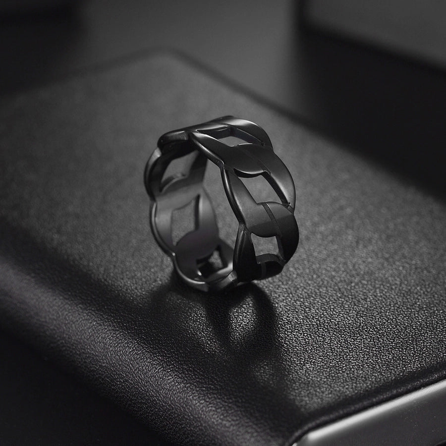 Stainless Steel Gold Plated Black Plated Hollow Out Rings
