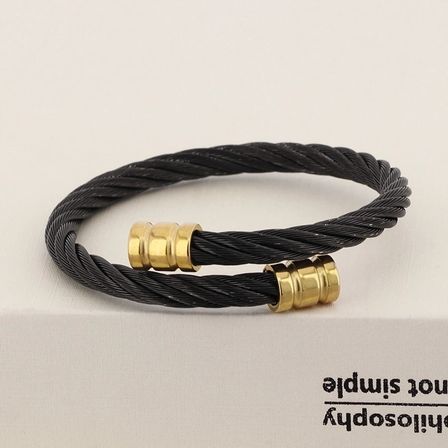 Stainless Steel 18K Gold Plated Men's Bangle