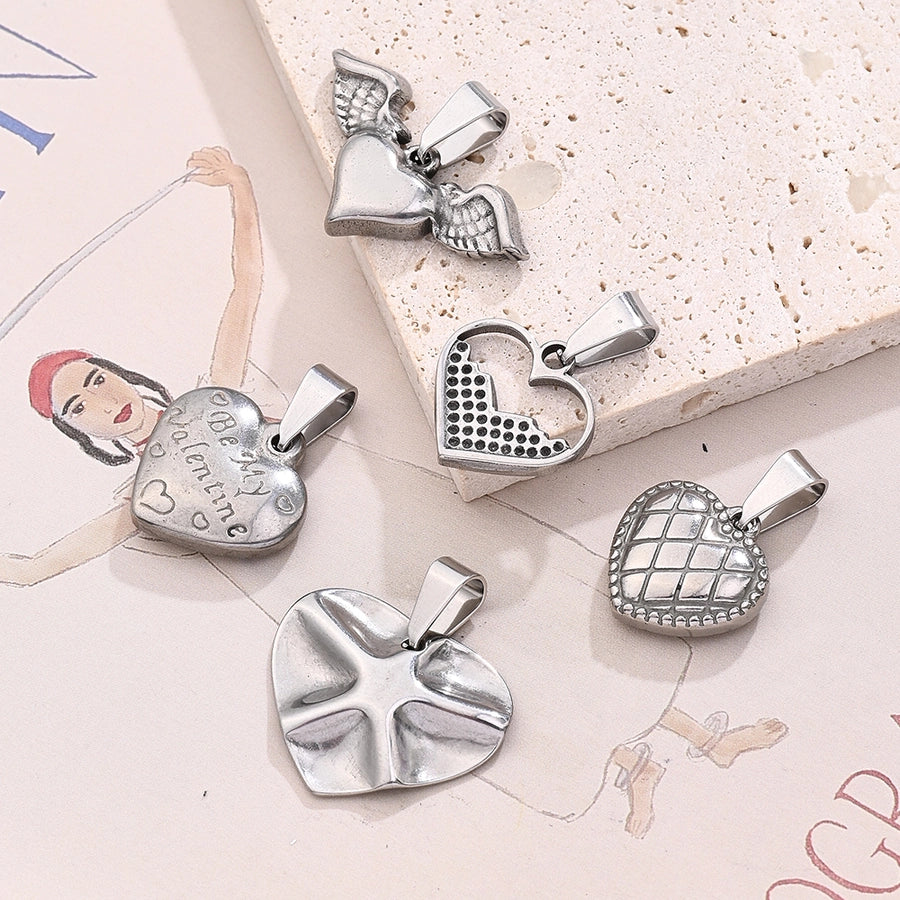 1 Pc/Package 15x15mm 15x27mm 16x15mm 7x3mm 304 Stainless Steel Letter Heart Shape Lingge Polished Jewelry Accessories Pendant 