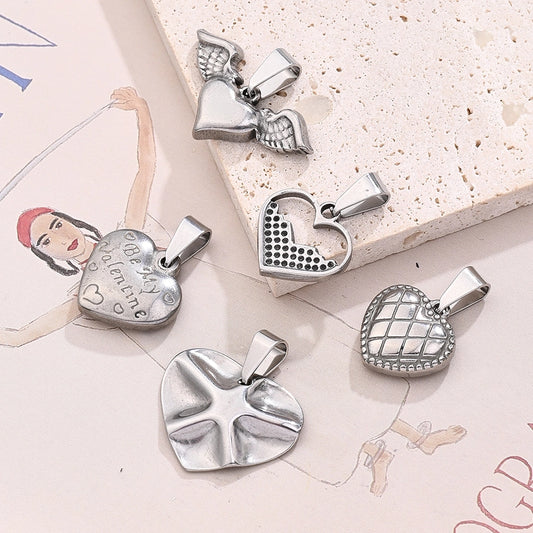 1 Pc/Package 15x15mm 15x27mm 16x15mm 7x3mm 304 Stainless Steel Letter Heart Shape Lingge Polished Jewelry Accessories Pendant