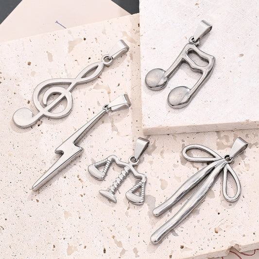 1 Pc/Package 19x24.5mm 42.5x28mm 42.5x8.5mm 7x3mm 304 Stainless Steel Bow Knot Lightning Notes Polished Jewelry Accessories Pendant